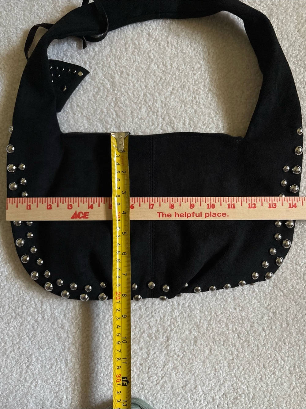 NWT Metallic Studded Black FauxSuede Handbag - Picture 9 of 9